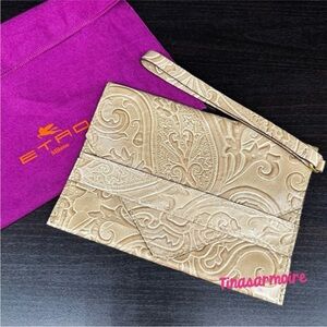 ETRO Envelope Wristlet Leather Pouch